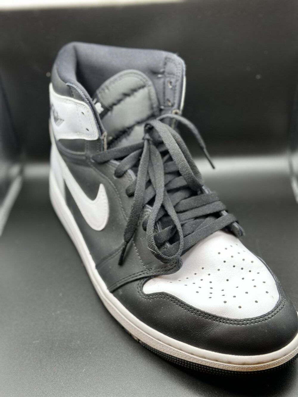 Size 13  Air Jordan 1 Retro OG High Black White 2.0 Gently Used